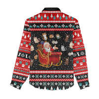 Funny Santa Women Casual Shirt with Cats for Everybody Quote and Red Christmas Pattern - Wonder Print Shop