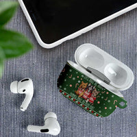 Funny Cats Make Me Happy Humans Make My Head Hurt Quote AirPods Case with Green Christmas Pattern - Wonder Print Shop
