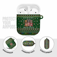 Funny Cats Make Me Happy Humans Make My Head Hurt Quote AirPods Case with Green Christmas Pattern - Wonder Print Shop