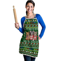 Funny Cats Make Me Happy Humans Make My Head Hurt Quote Apron with Green Christmas Pattern - Wonder Print Shop