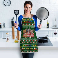 Funny Cats Make Me Happy Humans Make My Head Hurt Quote Apron with Green Christmas Pattern - Wonder Print Shop