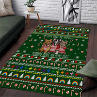 Funny Cats Make Me Happy Humans Make My Head Hurt Quote Area Rug with Green Christmas Pattern - Wonder Print Shop