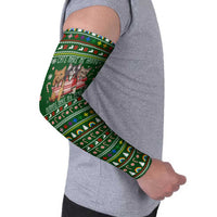 Funny Cats Make Me Happy Humans Make My Head Hurt Quote Arm Sleeves with Green Christmas Pattern - Wonder Print Shop