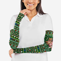 Funny Cats Make Me Happy Humans Make My Head Hurt Quote Arm Sleeves with Green Christmas Pattern - Wonder Print Shop