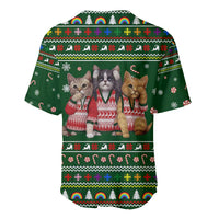 Funny Cats Make Me Happy Humans Make My Head Hurt Quote Baseball Jersey with Green Christmas Pattern - Wonder Print Shop