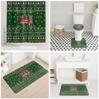 Funny Cats Make Me Happy Humans Make My Head Hurt Quote Bathroom Set with Green Christmas Pattern - Wonder Print Shop
