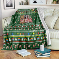 Funny Cats Make Me Happy Humans Make My Head Hurt Quote Blanket with Green Christmas Pattern - Wonder Print Shop