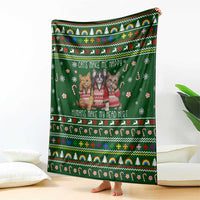 Funny Cats Make Me Happy Humans Make My Head Hurt Quote Blanket with Green Christmas Pattern - Wonder Print Shop