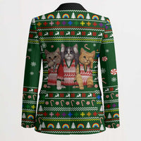 Funny Cats Make Me Happy Humans Make My Head Hurt Quote Blazer with Green Christmas Pattern - Wonder Print Shop