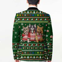Funny Cats Make Me Happy Humans Make My Head Hurt Quote Blazer with Green Christmas Pattern - Wonder Print Shop