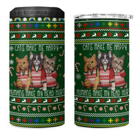 Funny Cats Make Me Happy Humans Make My Head Hurt Quote 4 in 1 Can Cooler Tumbler with Green Christmas Pattern - Wonder Print Shop