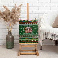 Funny Cats Make Me Happy Humans Make My Head Hurt Quote Canvas Wall Art with Green Christmas Pattern - Wonder Print Shop