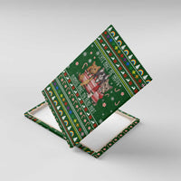 Funny Cats Make Me Happy Humans Make My Head Hurt Quote Canvas Wall Art with Green Christmas Pattern - Wonder Print Shop