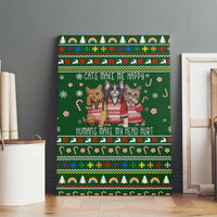 Funny Cats Make Me Happy Humans Make My Head Hurt Quote Canvas Wall Art with Green Christmas Pattern - Wonder Print Shop