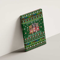 Funny Cats Make Me Happy Humans Make My Head Hurt Quote Canvas Wall Art with Green Christmas Pattern - Wonder Print Shop
