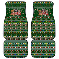 Funny Cats Make Me Happy Humans Make My Head Hurt Quote Car Mats with Green Christmas Pattern - Wonder Print Shop