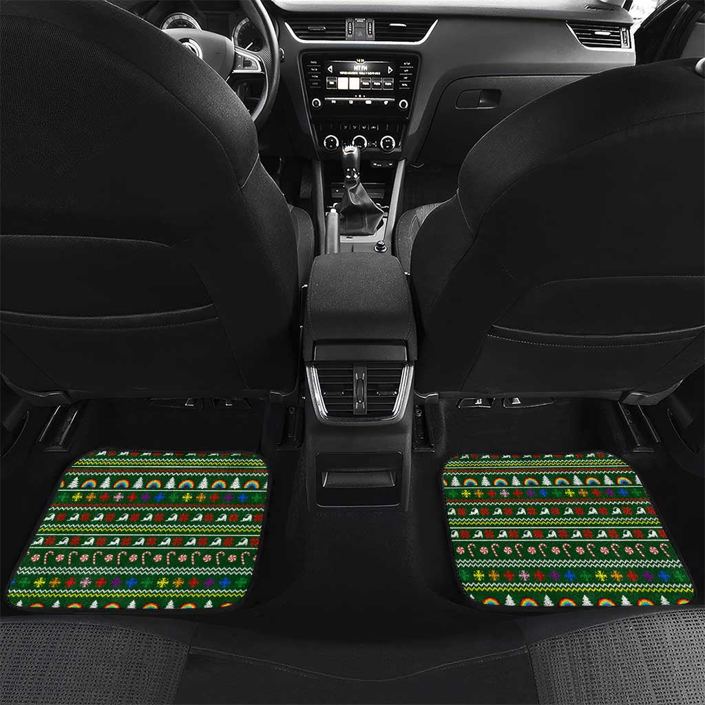 Funny Cats Make Me Happy Humans Make My Head Hurt Quote Car Mats with Green Christmas Pattern - Wonder Print Shop