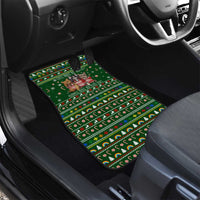 Funny Cats Make Me Happy Humans Make My Head Hurt Quote Car Mats with Green Christmas Pattern - Wonder Print Shop