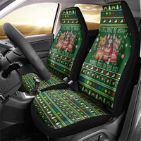 Funny Cats Make Me Happy Humans Make My Head Hurt Quote Car Seat Cover with Green Christmas Pattern - Wonder Print Shop