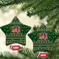Funny Cats Make Me Happy Humans Make My Head Hurt Quote Ceramic Ornament with Green Christmas Pattern - Wonder Print Shop