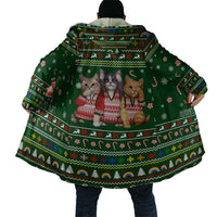 Funny Cats Make Me Happy Humans Make My Head Hurt Quote Cloak with Green Christmas Pattern - Wonder Print Shop