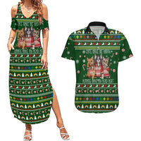 Funny Cats Make Me Happy Humans Make My Head Hurt Quote Couples Matching Summer Maxi Dress and Hawaiian Shirt with Green Christmas Pattern - Wonder Print Shop