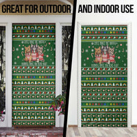 Funny Cats Make Me Happy Humans Make My Head Hurt Quote Door Cover with Green Christmas Pattern - Wonder Print Shop