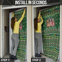 Funny Cats Make Me Happy Humans Make My Head Hurt Quote Door Cover with Green Christmas Pattern - Wonder Print Shop