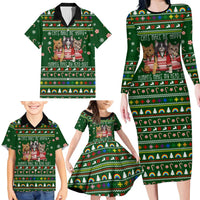 Funny Cats Make Me Happy Humans Make My Head Hurt Quote Family Matching Long Sleeve Bodycon Dress and Hawaiian Shirt with Green Christmas Pattern - Wonder Print Shop