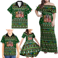 Funny Cats Make Me Happy Humans Make My Head Hurt Quote Family Matching Off Shoulder Maxi Dress and Hawaiian Shirt with Green Christmas Pattern - Wonder Print Shop