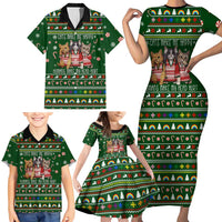 Funny Cats Make Me Happy Humans Make My Head Hurt Quote Family Matching Short Sleeve Bodycon Dress and Hawaiian Shirt with Green Christmas Pattern - Wonder Print Shop