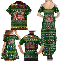 Funny Cats Make Me Happy Humans Make My Head Hurt Quote Family Matching Summer Maxi Dress and Hawaiian Shirt with Green Christmas Pattern - Wonder Print Shop