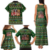 Funny Cats Make Me Happy Humans Make My Head Hurt Quote Family Matching Tank Maxi Dress and Hawaiian Shirt with Green Christmas Pattern - Wonder Print Shop