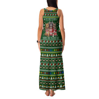 Funny Cats Make Me Happy Humans Make My Head Hurt Quote Family Matching Tank Maxi Dress and Hawaiian Shirt with Green Christmas Pattern - Wonder Print Shop