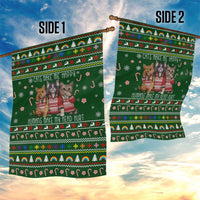 Funny Cats Make Me Happy Humans Make My Head Hurt Quote Garden Flag with Green Christmas Pattern - Wonder Print Shop
