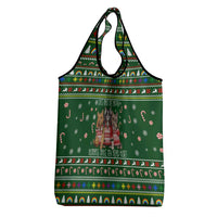 Funny Cats Make Me Happy Humans Make My Head Hurt Quote Grocery Bag with Green Christmas Pattern - Wonder Print Shop