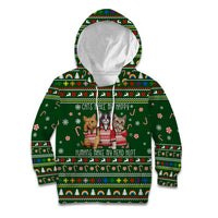 Funny Cats Make Me Happy Humans Make My Head Hurt Quote Kid Hoodie with Green Christmas Pattern - Wonder Print Shop