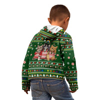 Funny Cats Make Me Happy Humans Make My Head Hurt Quote Kid Hoodie with Green Christmas Pattern - Wonder Print Shop