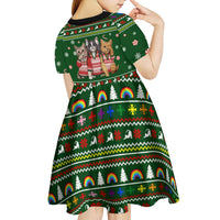 Funny Cats Make Me Happy Humans Make My Head Hurt Quote Kid Short Sleeve Dress with Green Christmas Pattern - Wonder Print Shop