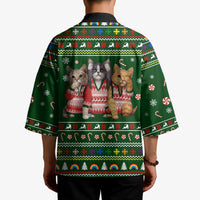 Funny Cats Make Me Happy Humans Make My Head Hurt Quote Kimono with Green Christmas Pattern - Wonder Print Shop