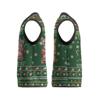 Funny Cats Make Me Happy Humans Make My Head Hurt Quote Christmas Knitted V-Neck Vest with Green Christmas Pattern - Wonder Print Shop