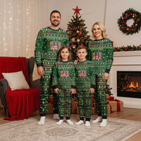 Funny Cats Make Me Happy Humans Make My Head Hurt Quote Christmas Pajama Set with Green Christmas Pattern - Wonder Print Shop