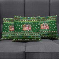 Funny Cats Make Me Happy Humans Make My Head Hurt Quote Pillow Cover with Green Christmas Pattern - Wonder Print Shop