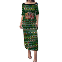 Funny Cats Make Me Happy Humans Make My Head Hurt Quote Puletasi with Green Christmas Pattern - Wonder Print Shop