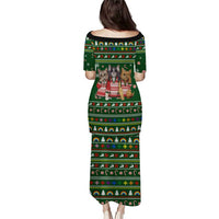 Funny Cats Make Me Happy Humans Make My Head Hurt Quote Puletasi with Green Christmas Pattern - Wonder Print Shop