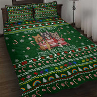 Funny Cats Make Me Happy Humans Make My Head Hurt Quote Quilt Bed Set with Green Christmas Pattern - Wonder Print Shop