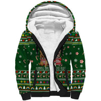 Funny Cats Make Me Happy Humans Make My Head Hurt Quote Sherpa Hoodie with Green Christmas Pattern - Wonder Print Shop