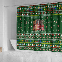 Funny Cats Make Me Happy Humans Make My Head Hurt Quote Shower Curtain with Green Christmas Pattern - Wonder Print Shop