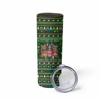 Funny Cats Make Me Happy Humans Make My Head Hurt Quote Skinny Tumbler with Green Christmas Pattern - Wonder Print Shop