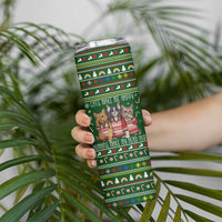 Funny Cats Make Me Happy Humans Make My Head Hurt Quote Skinny Tumbler with Green Christmas Pattern - Wonder Print Shop